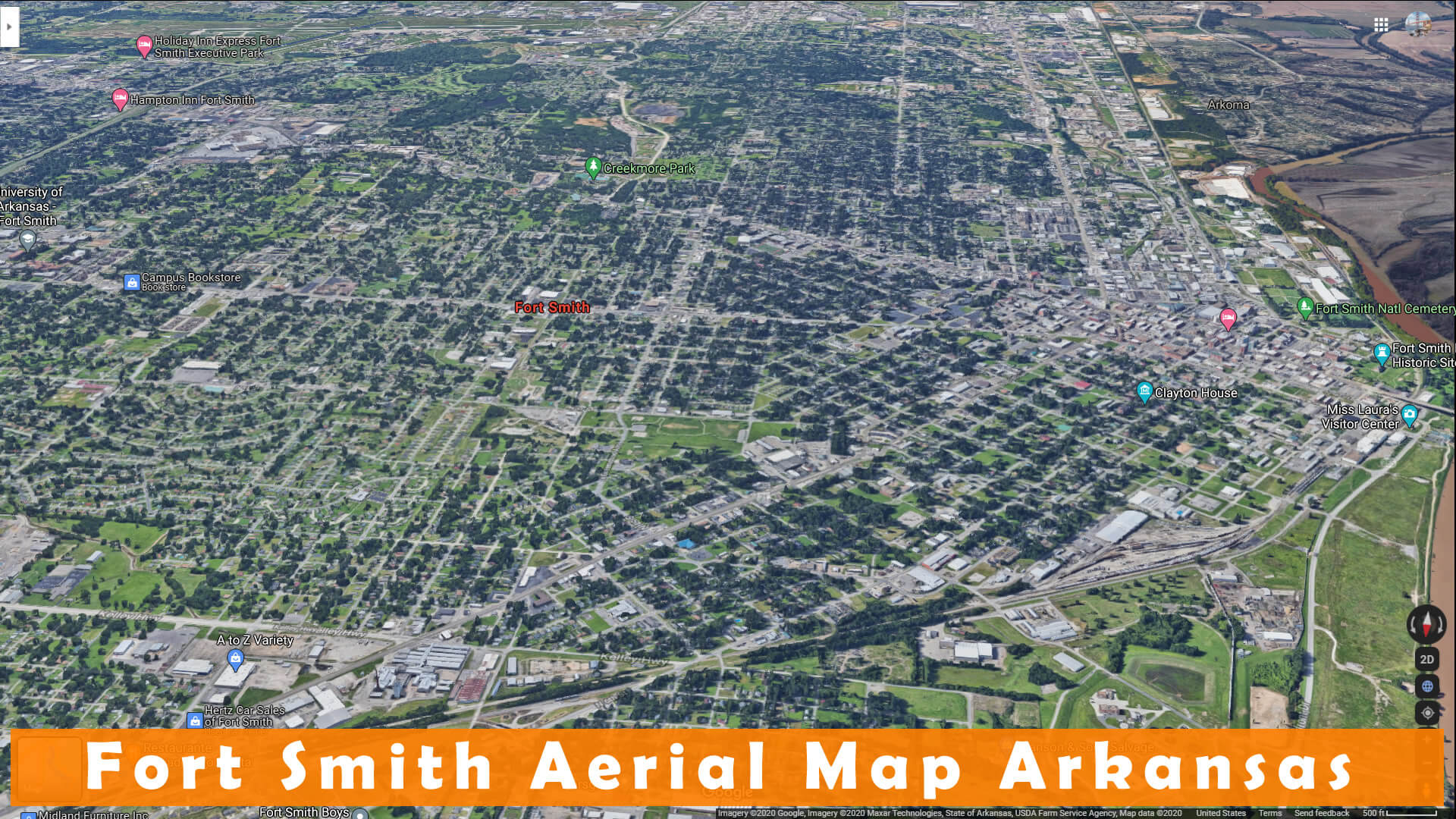 Fort Smith Aerien Carte Arkansas